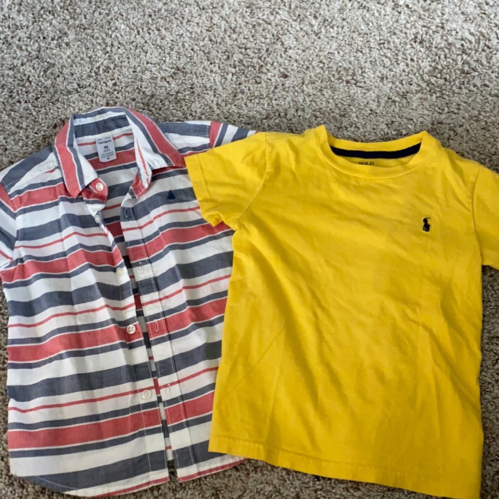 Two boy’s short-sleeved shirts: 4T. Carter’s, Polo